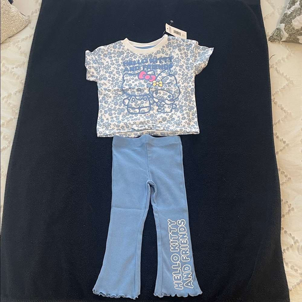 Sanrio Hello Kitty Light Blue floral two piece set NWT 2T